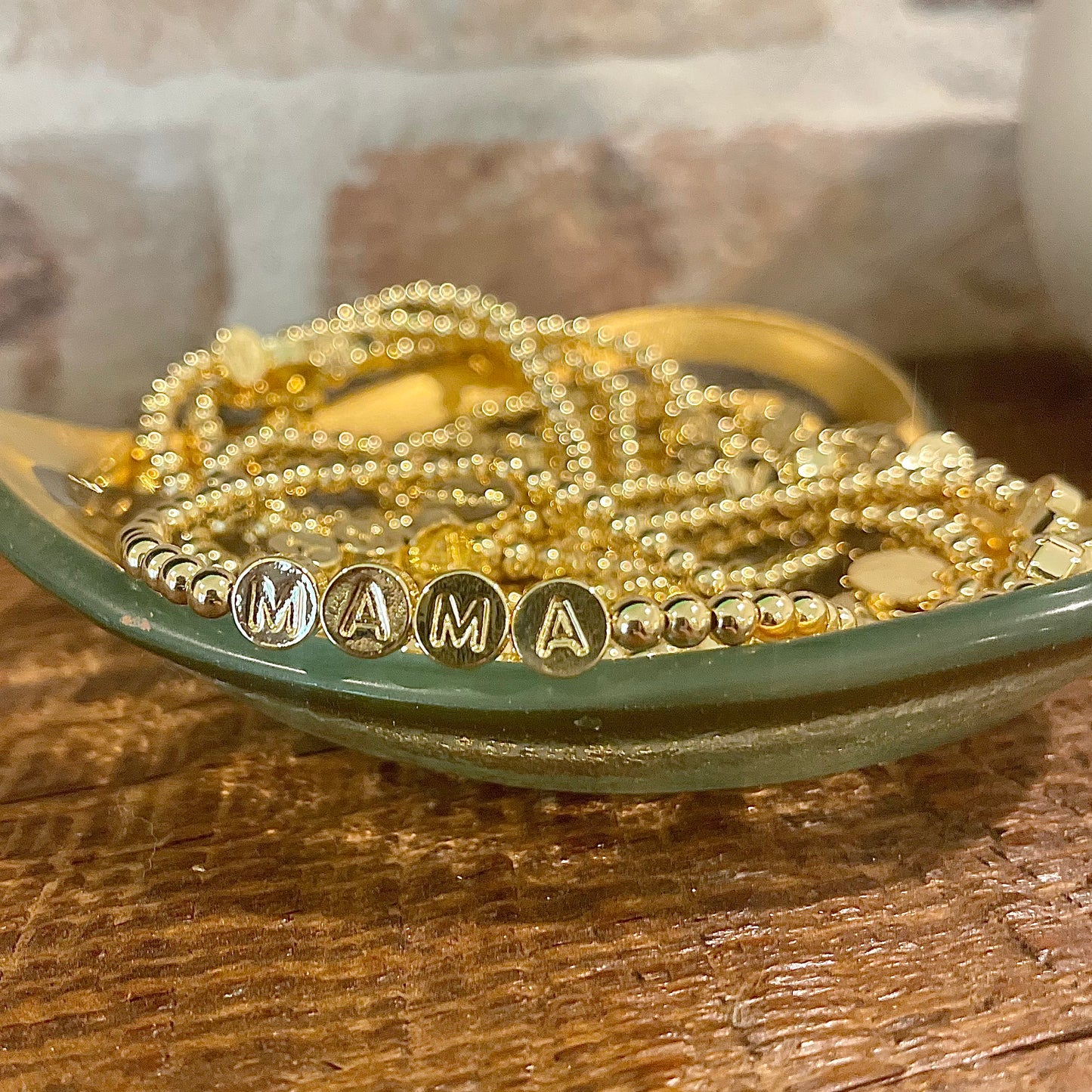 Mama Gold Beaded Bracelet