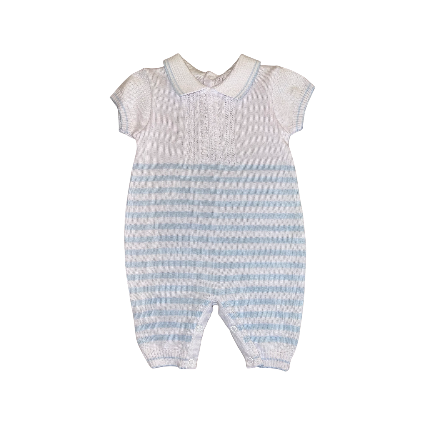 Blue and White Striped Knit Jumper