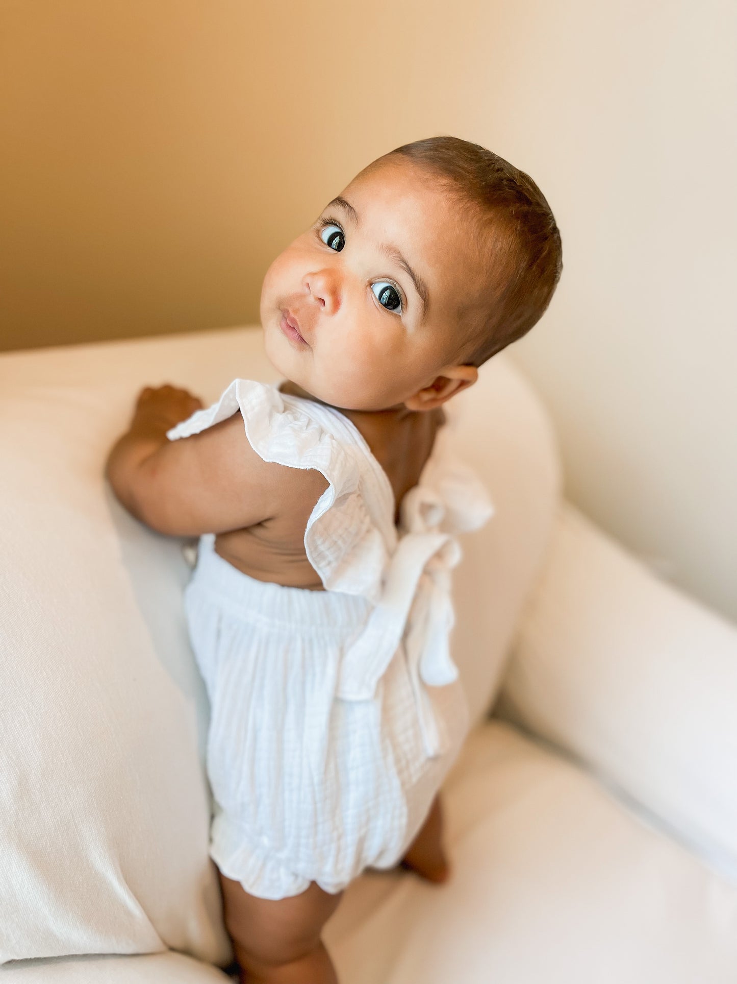 White Ruffle Bubble Romper
