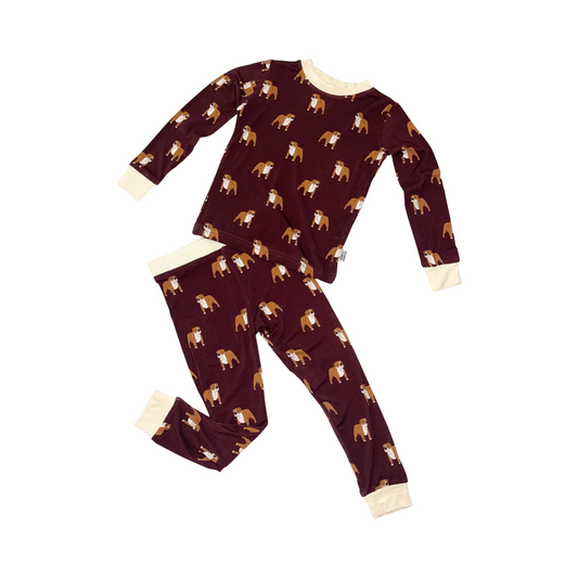 Maroon Bulldog Bamboo Pajamas