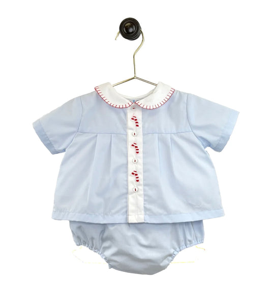 Candy Cane Embroidered Diaper Set