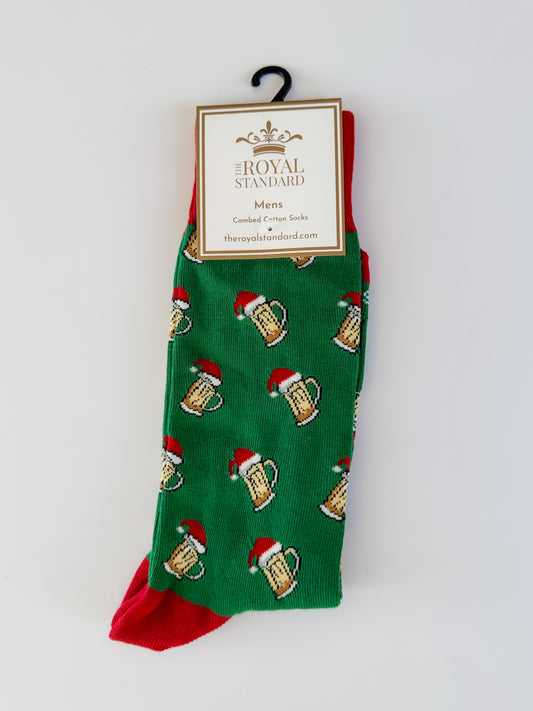 Men’s Christmas Beer Cheers Dress Socks