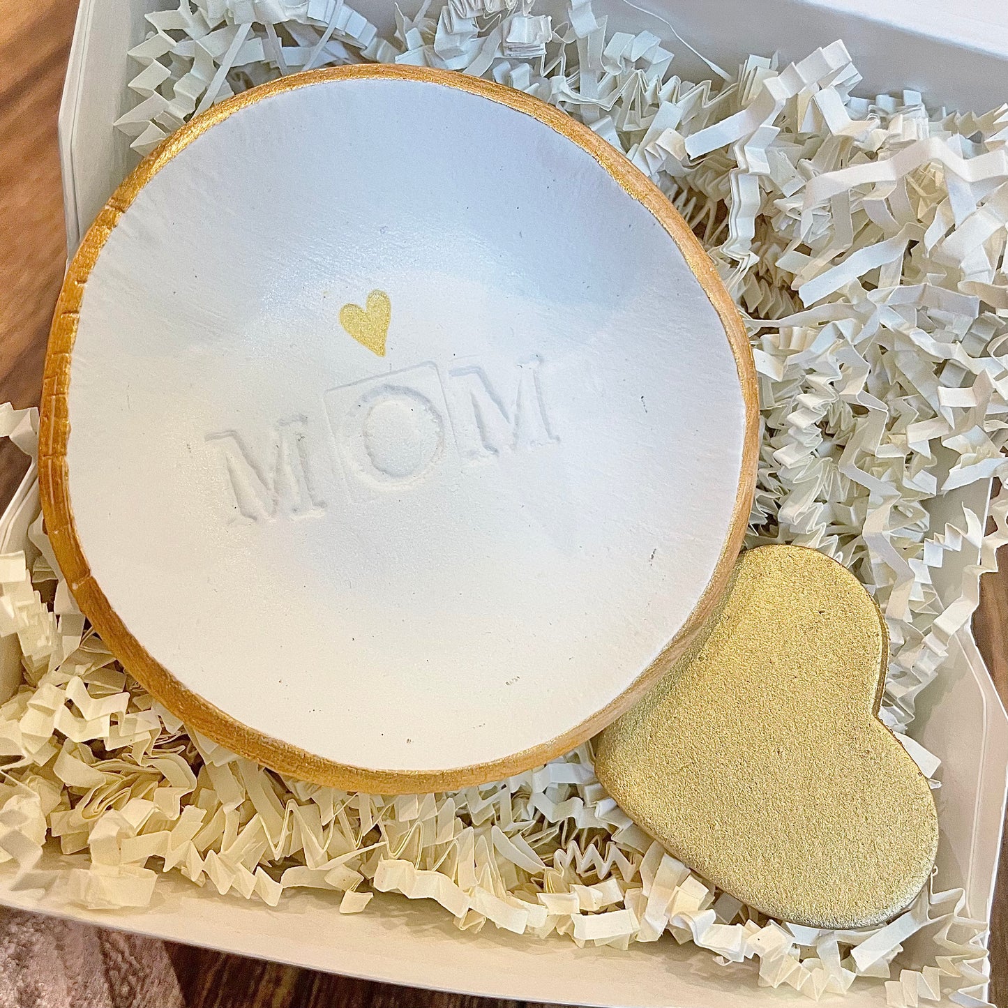 Mom Jewelry Dish with Gold Heart Accent