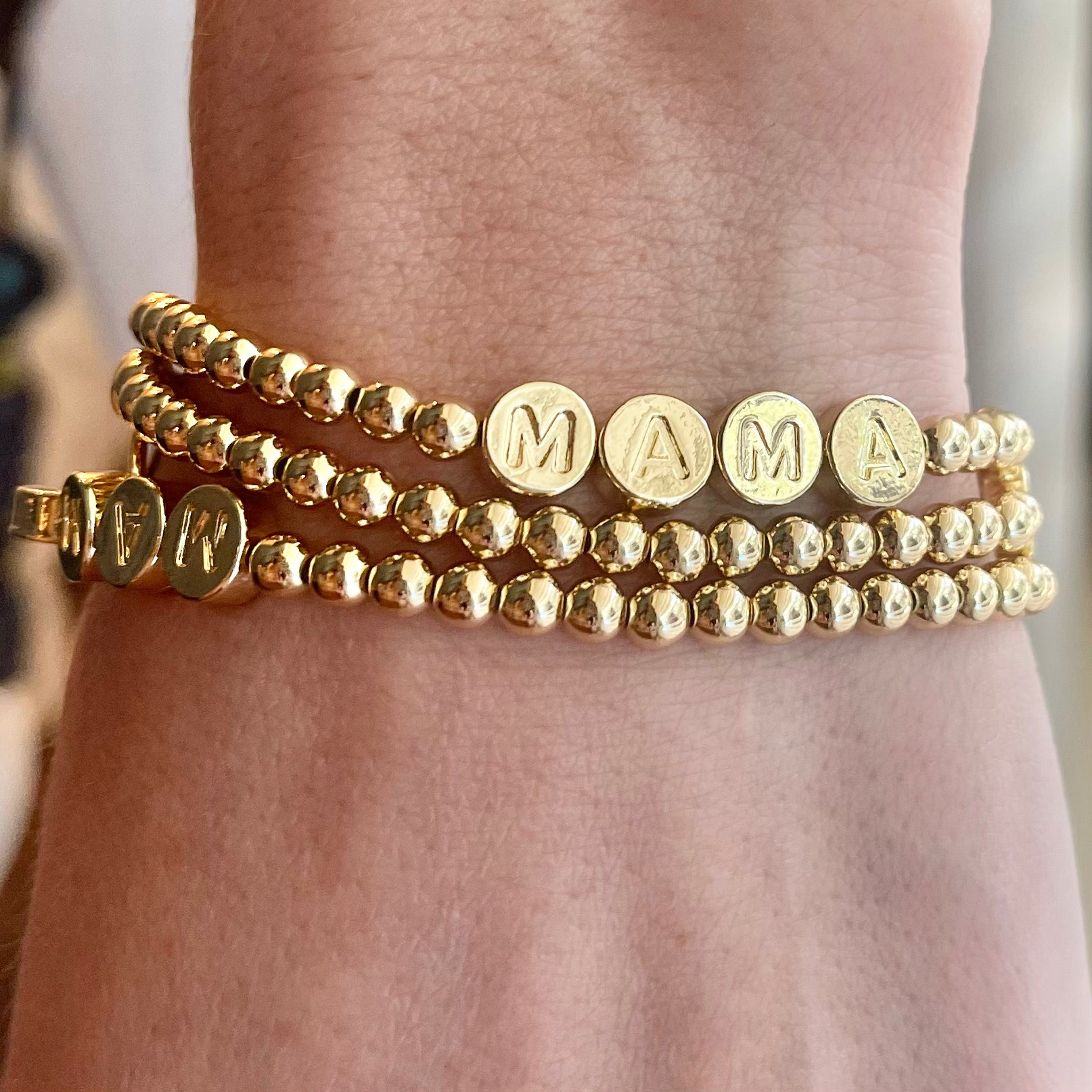 Mama Gold Beaded Bracelet – Sunny Shoppe