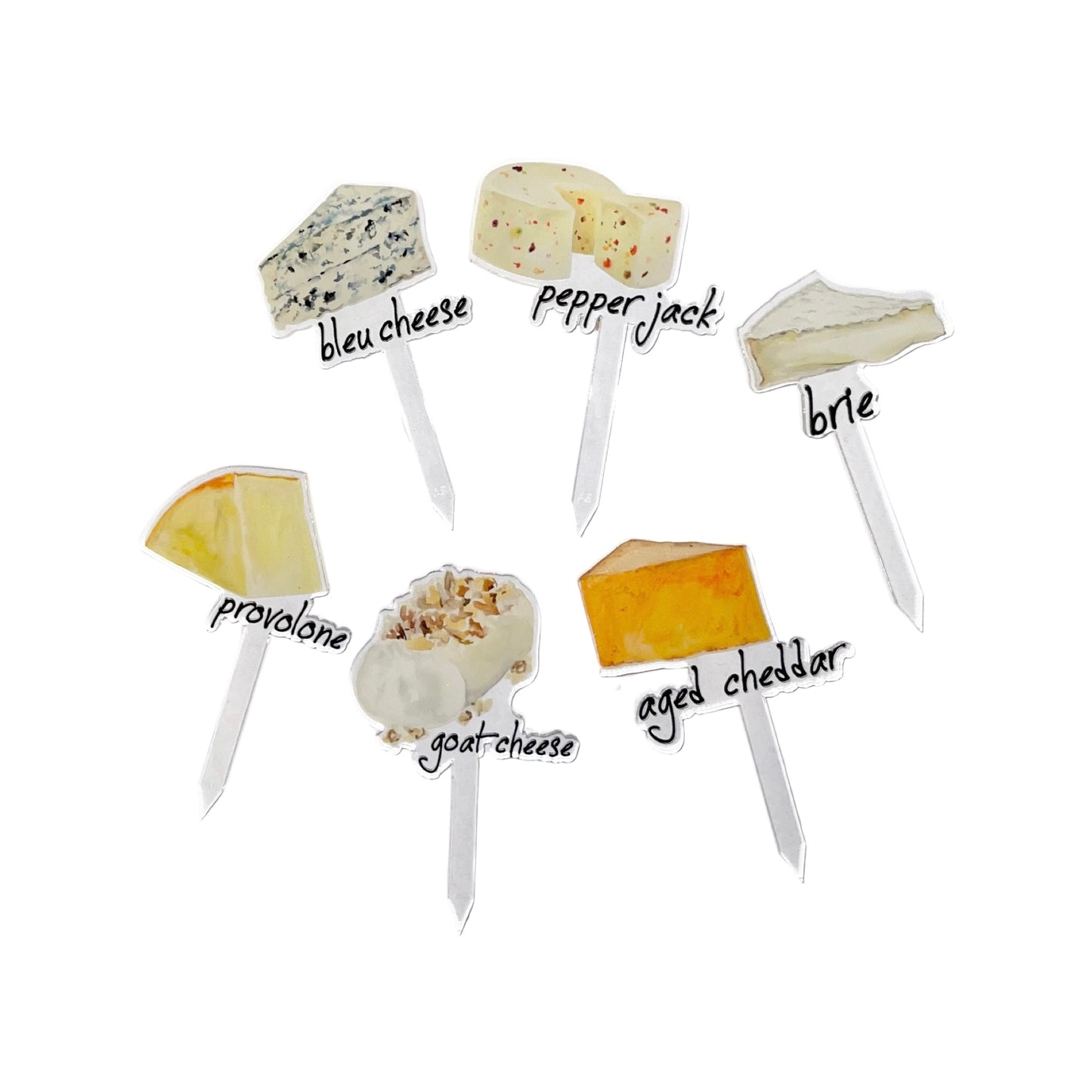 Charcuterie Cheeses Acrylic Label Sticks (Pack of 6)