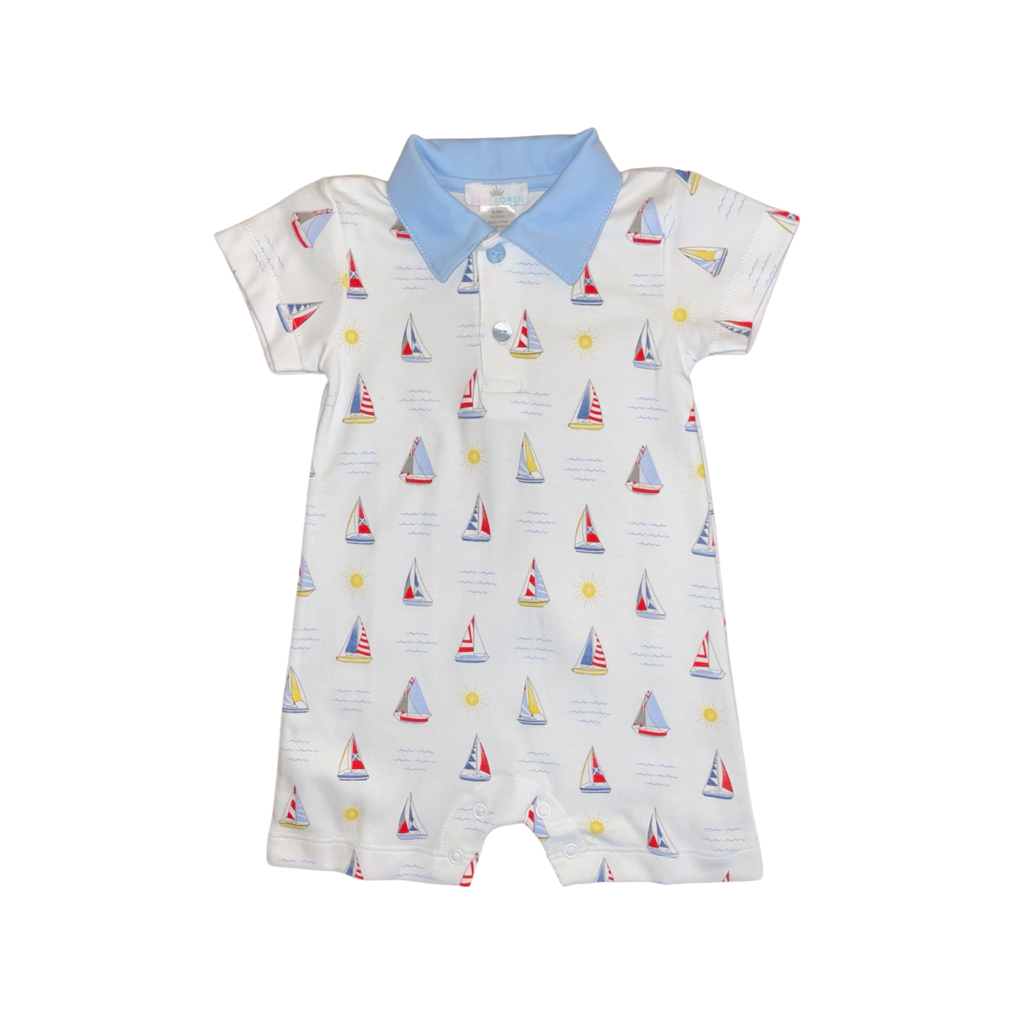 Collared Pima Cotton Sailboat Romper