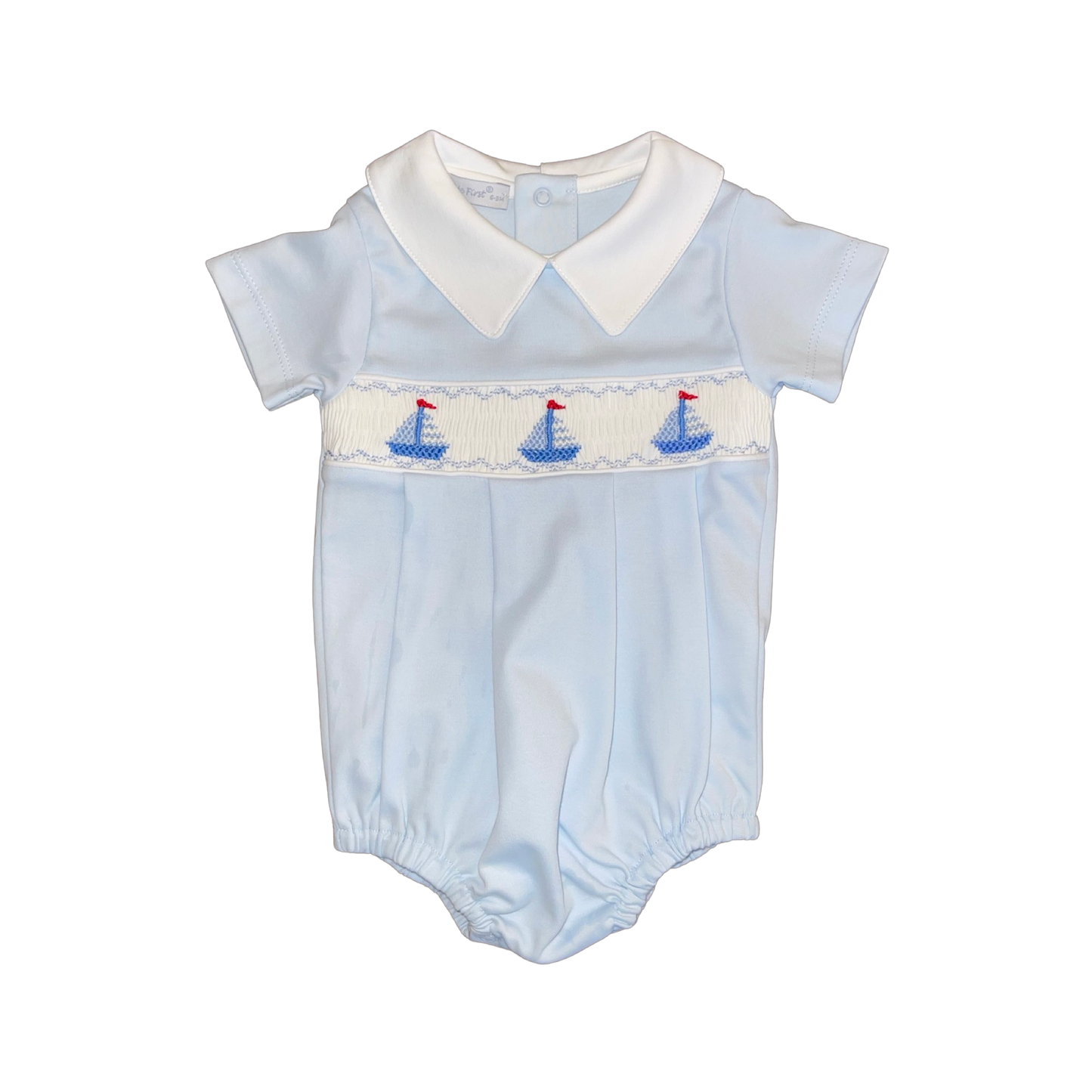 Smocked Sailboat Pima Cotton Onesie