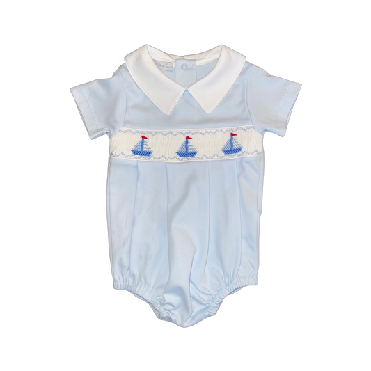 Smocked Sailboat Pima Cotton Onesie