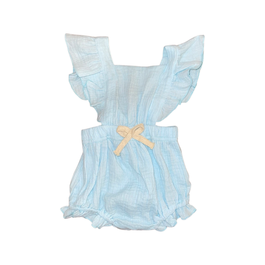 Robin Egg Blue Ruffle Bubble Romper