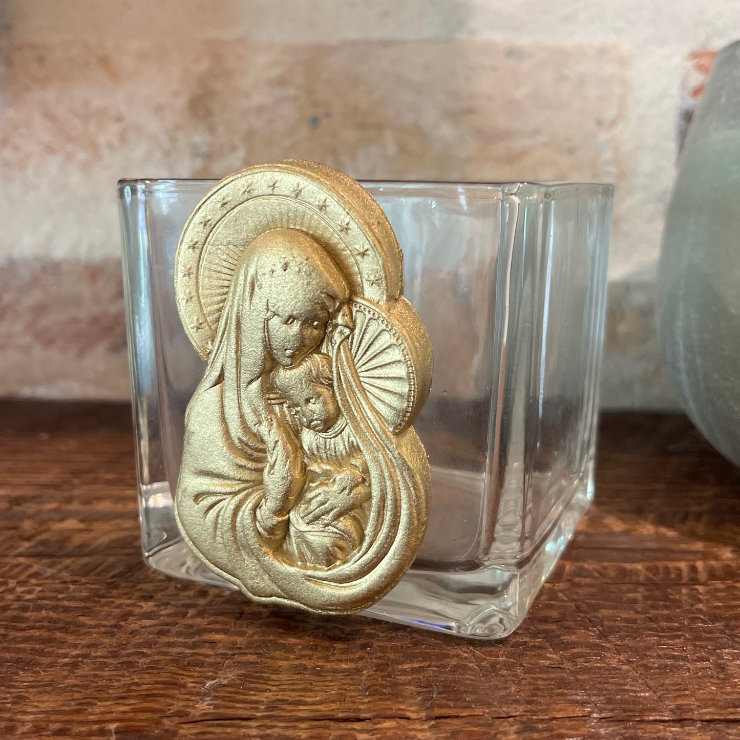 Mary and Baby Jesus Glass Votive