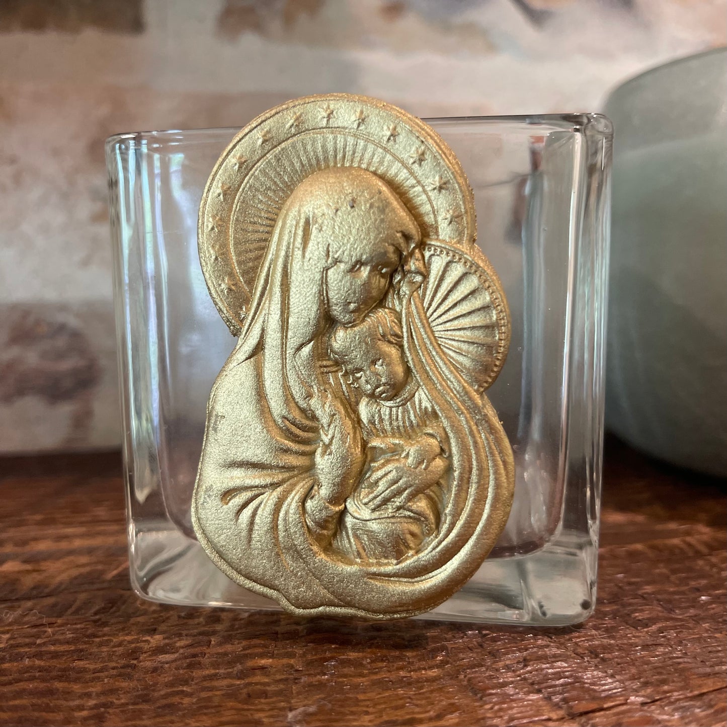 Mary and Baby Jesus Glass Votive