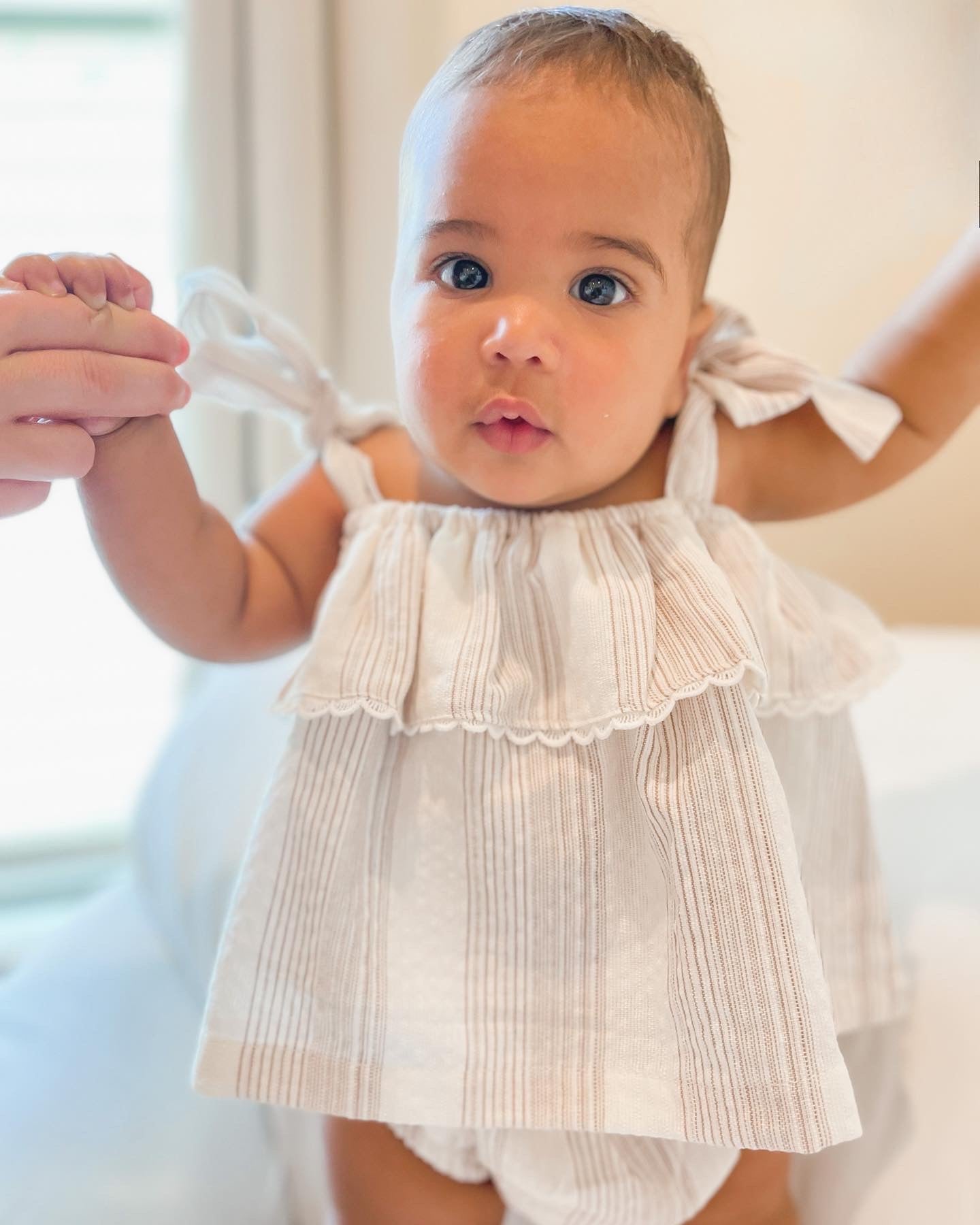 Tan and White Striped Bloomer Set